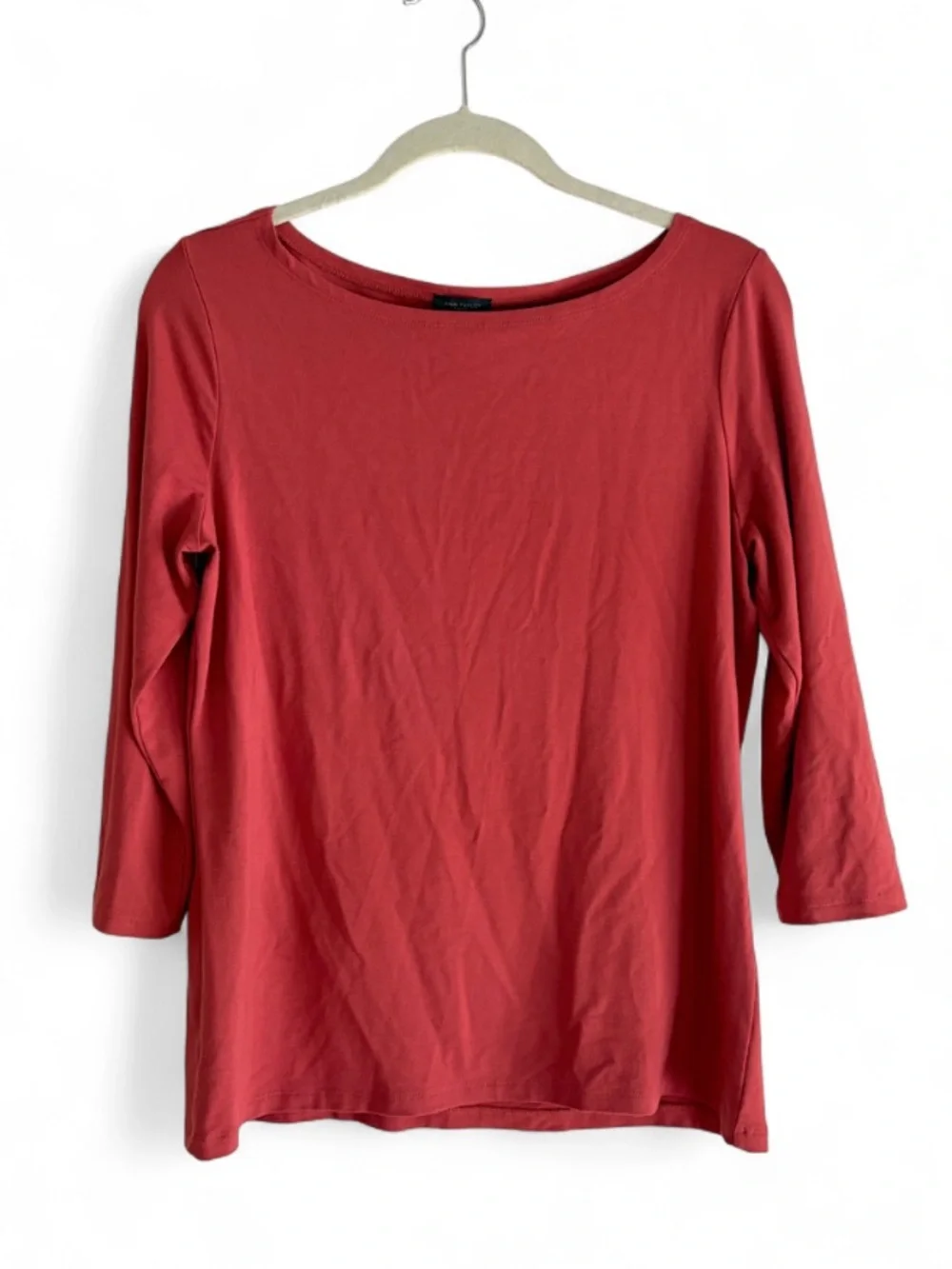 Ann Taylor Terracotta Orange Bateau Neck 3/4 Sleeve Knit Shirt Size M